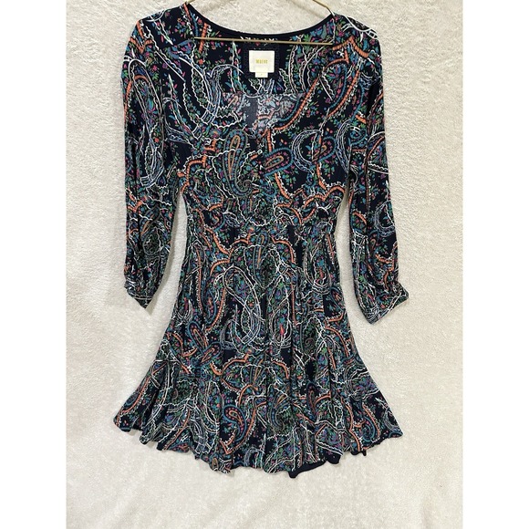 Anthropologie Maeve Womens Multicolor Maplewood Paisley Long Sleeve Dress Size S - Picture 2 of 11